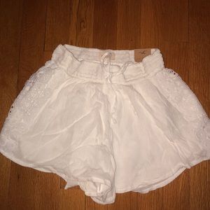 Hollister White Flowy Shorts